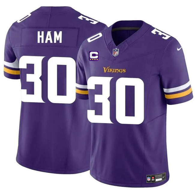 Men's Minnesota Vikings #30 C.J. Ham Purple 2024 F.U.S.E. Throwback With 4-Star C Patch Vapor Untouchable Limited Stitched Jersey